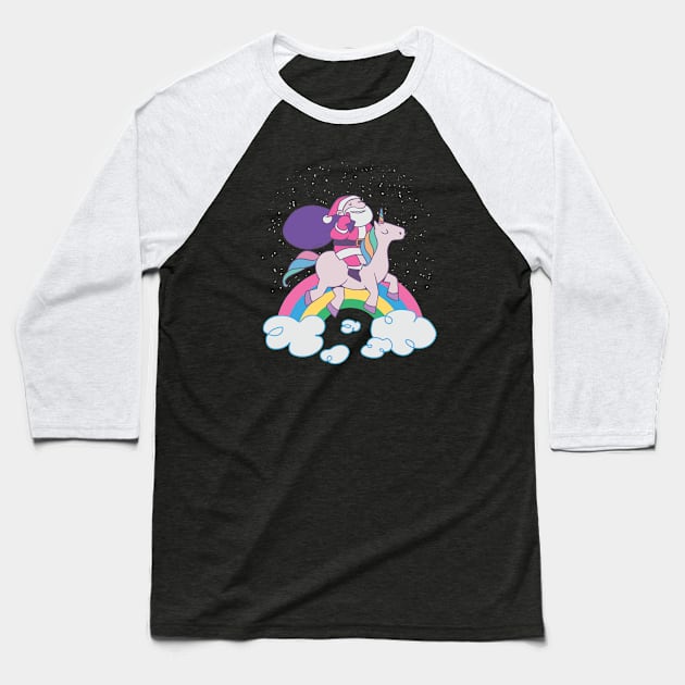 UNICORN SANTA RIDER Baseball T-Shirt by Bombastik